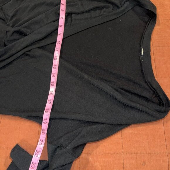 Monrow Black Drape Front Long Sleeve Top Size M Modal Blend Womens Sweater - Picture 4 of 6